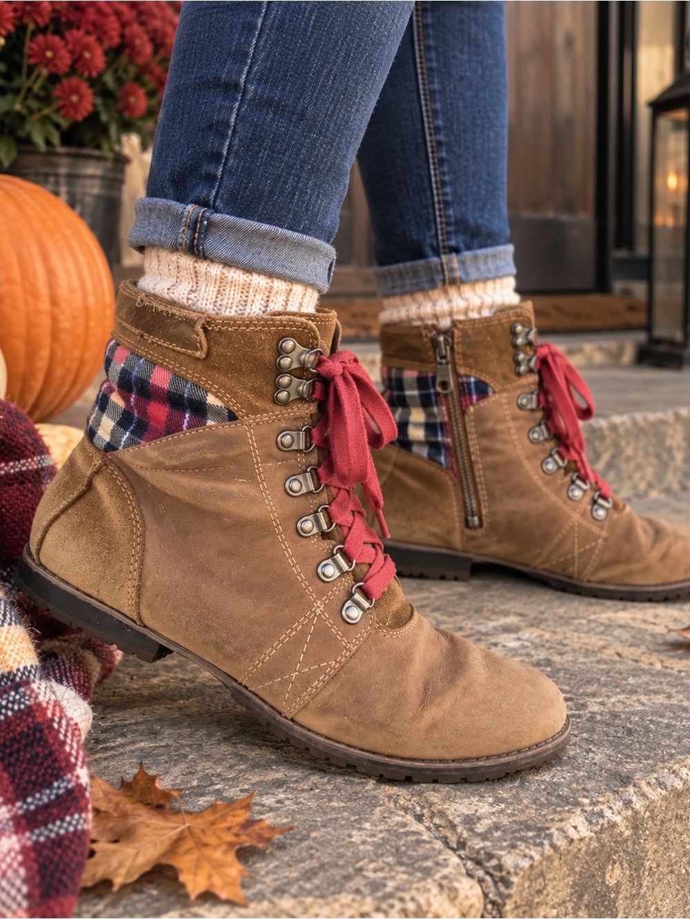 Columbia Twenty Third Avenue BL2768 Plaid Leather Lace Up Boots Women’s 9.5